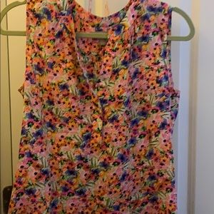 Sleeveless silk floral blouse
